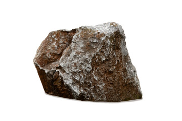 Large natural grey stone boulder isolated on white background. © fotomaster