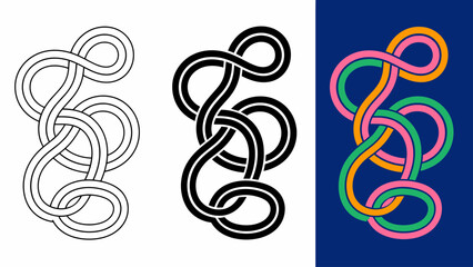 Fototapeta premium Abstract Celtic knot design with three variations in black and white and color
