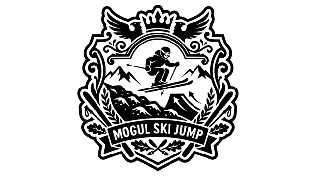 Mogul ski jump mountain crest with skier icon.