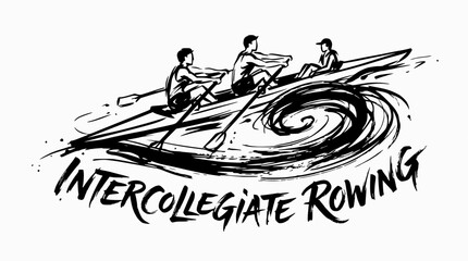 Intercollegiate rowing team in motion artistic illustration. © brian