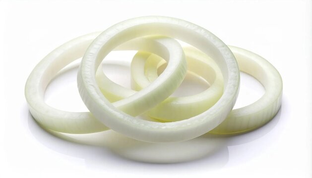 3D loose stack of translucent onion rings icon isolated on white backg
