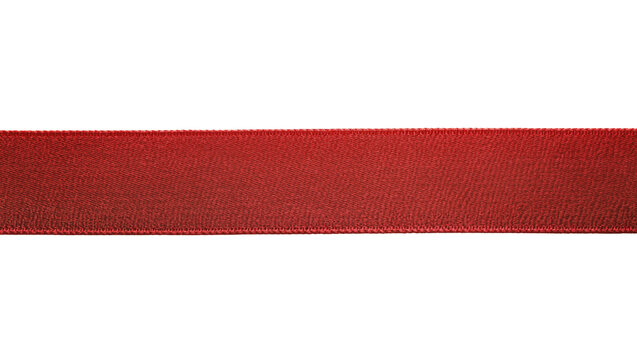 Isolated elegant red fabric ribbon with a subtle texture, perfect for festive decorations