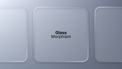 Fototapeta premium Liquid glass morphism vector background with soft rounded square shapes. Modern UI design element featuring frosted translucent effect. Abstract overlay interface for web graphic asset.