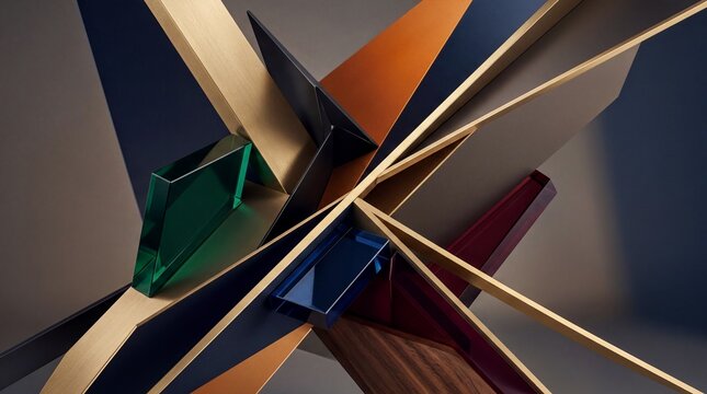 contemporary art elements, dynamic geometric shapes with vibrant colors intersecting fluidly