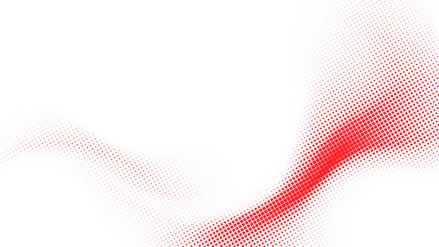 Abstract red halftone square pattern background, dynamic geometric pixel wave effect, modern technology vector design template