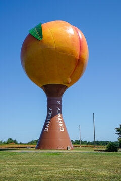 Water tower shaped like a peach, also called the peachoid, located in Gaffney, South Carolina