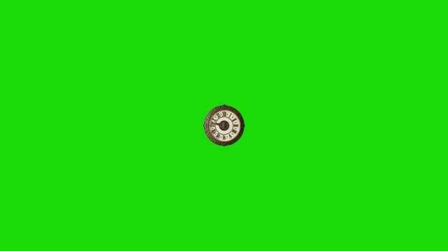 Vintage Clock Timer Green Screen | Antique Countdown Clock Animation | Classic Retro Timepiece Overlay | Chroma Key Timer Background 4K