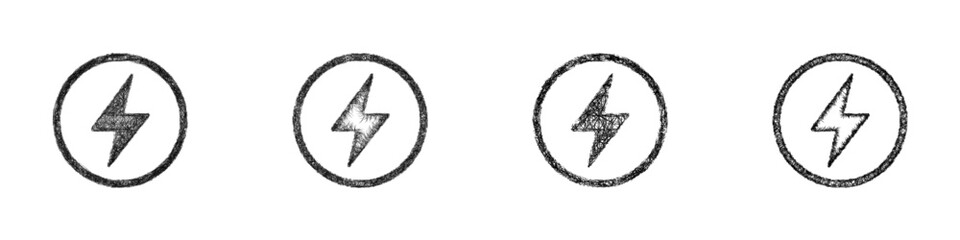 Sketch black and white electricity logo design set © David Zydd