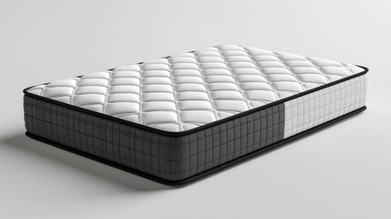 Naklejka premium Orthopedic mattress rests on a white surface.