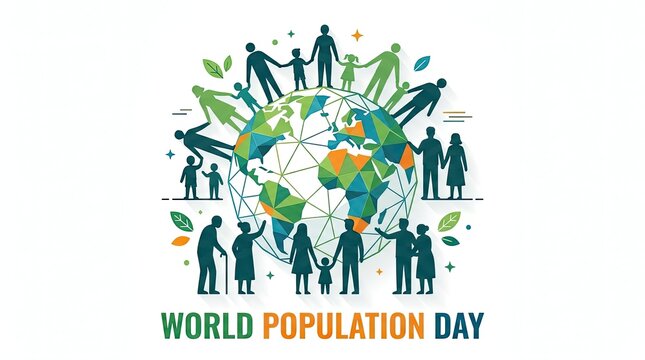 World population day illustration global community sustainable growth and human connection