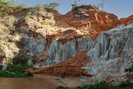 Red sandstone formations, canyon at Fairy stream, Mui Ne, VietNam,Asia