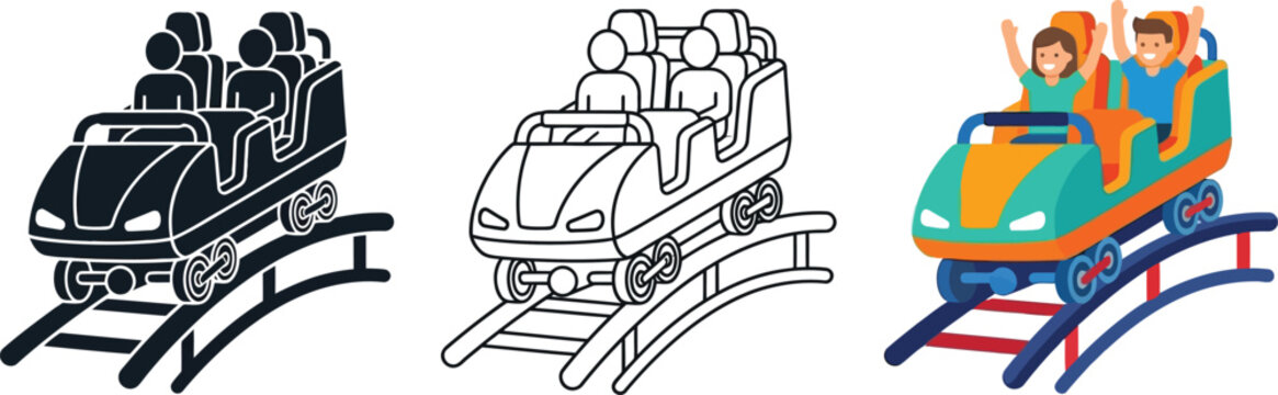 Roller Coaster Amusement Park Ride Icons