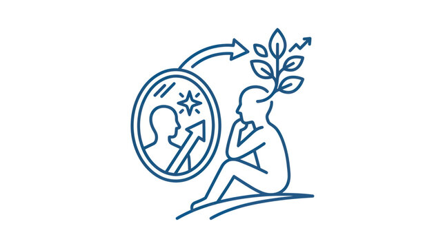 Person sitting with thought bubble.