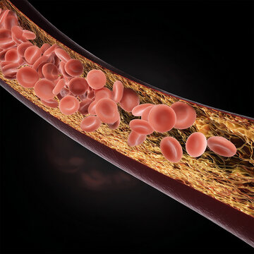 Sickle Cell Transition in Human Capillary, Hematology Cross-Section Showing Red Blood Cell Deformation
