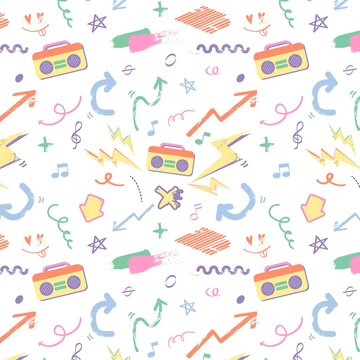 printable seamless pattern of music and sign clipart