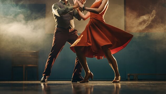 Passionate Tango Dancers in Motion - A Captivating Performance.