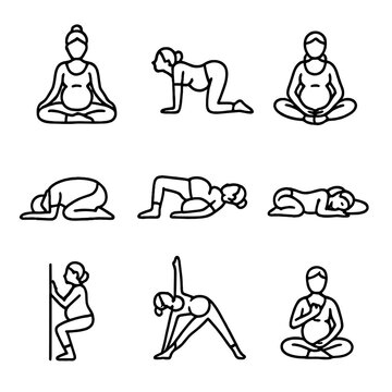 Numbers yoga cyrillic butterfly detailed prenatal squat vector icon no icons speech