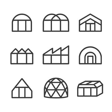 Roof quonset speech sawtooth furrow no layout icons equally icon modern vector