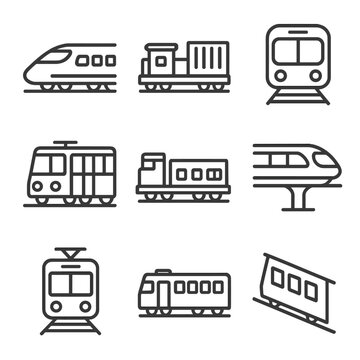 Bullet collection train subway commuter icon freight vector monorail funicular rail