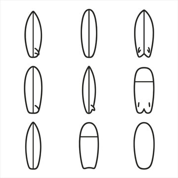 Vector no icon icons per equally fish cyrillic surfboard board shapes egg