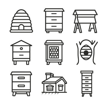 Vector hive beehive icon skep text punctuation any collection insulated icons no