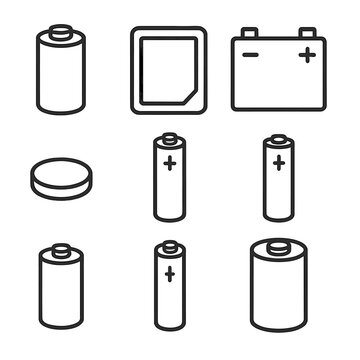 Cell alkaline icons d nimh coin vector grid battery aa icon aaa
