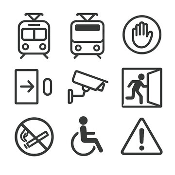 Cctv icon tram exit vector signage icons request route sticker camera emergency