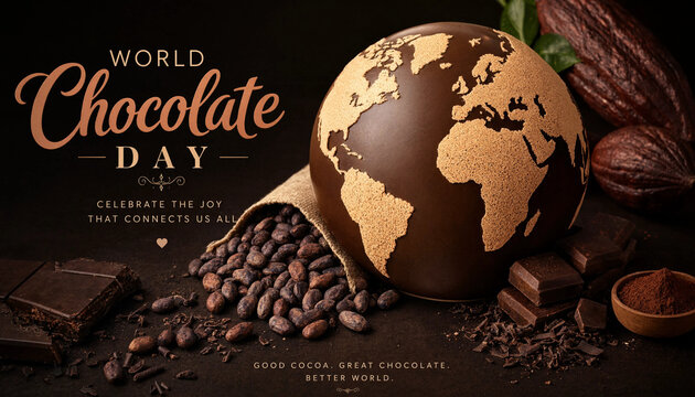 World Chocolate Day Creative Edible Chocolate Globe Poster.