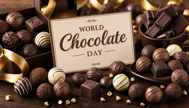 World Chocolate Day Assorted Candies and Chocolates Variety Arrangement.