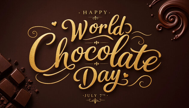 World Chocolate Day Calligraphy Greeting with Elegant Text Design.