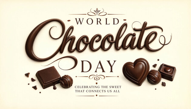World Chocolate Day Calligraphy Art with Decorative Lettering Style.