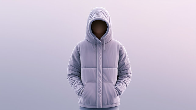Anonymous Hooded Person in Pale Winter Jacket for Seasonal Affective Disorder Concept