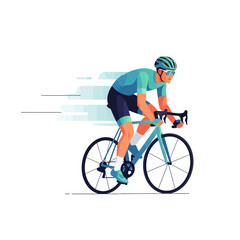 Fototapeta premium Athletic male cyclist riding a professional road bike at high speed illustration