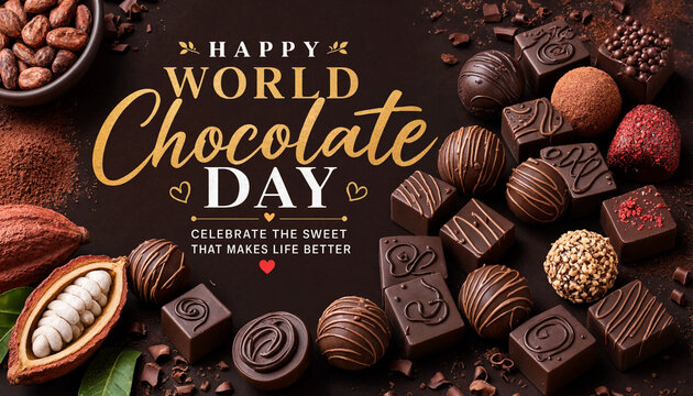 World Chocolate Day Colorful Chocolate Graphic with Abstract Design.