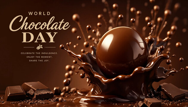 World Chocolate Day Dynamic Dark Chocolate Splash Sphere.