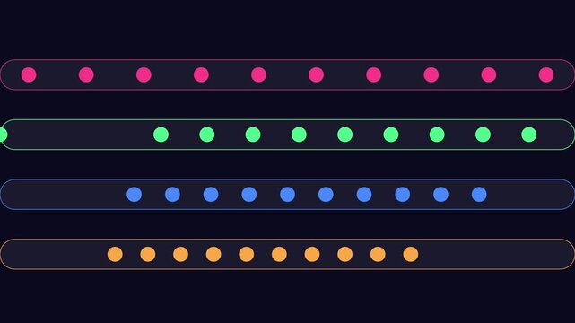 Abstract loading bar animation with colorful progress dots and minimalist ui