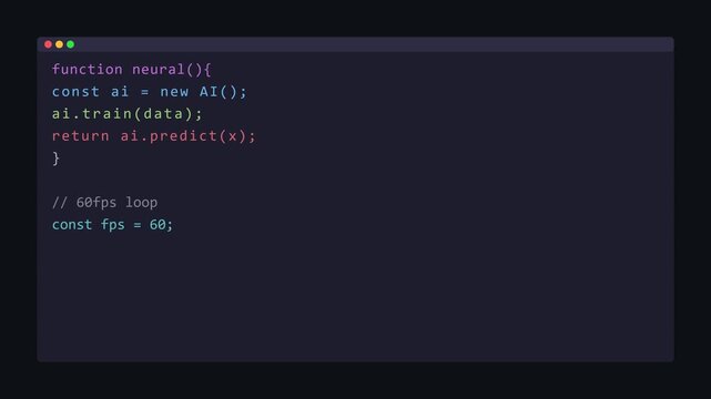 Artificial intelligence machine learning code scripting on dark background, for software development, and tech concepts