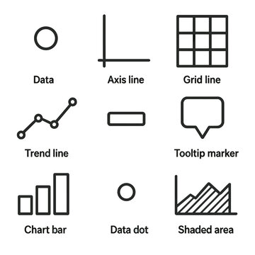 No fintech icon tooltip icons vector bubbles legend bar labels typography chart