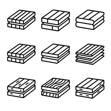 Icon materials birch panels planks vector sauna aspen oak strips bench boards