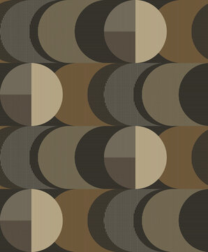 Seamless sophisticated charcoal gray and brown abstract texture with high-quality elegant geometric circle semicircle patterns and intricate vertical parallel line surface