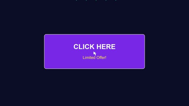 Interactive click here button animation with mouse cursor for digital marketing and web ui call to action