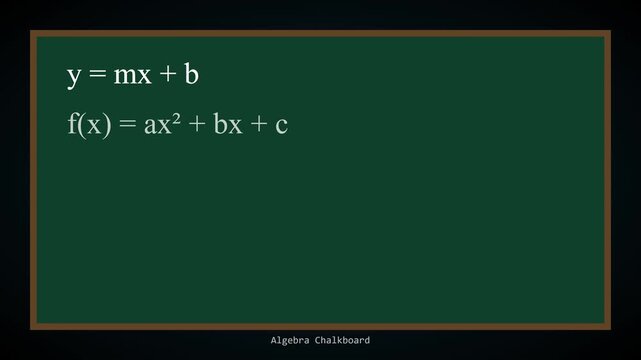 Mathematical formulas appearing on green chalkboard: algebra, calculus, and series equations mathematics