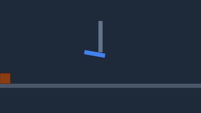 Minimalist 2 d animation of rotating blue bar and geometric shapes on dark background, 2d animation motion minimalist