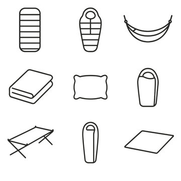 Labels vector no emojis bag gear camping sack modern icons pillow numbers