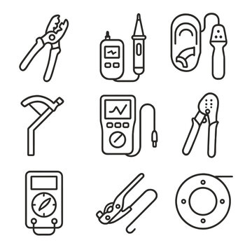 Multimeter tools icons analyzer stripper conduit tape icon vector electrical wire tracer