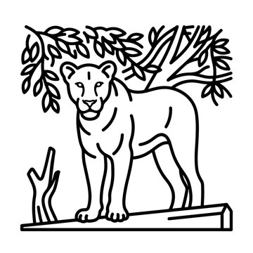 Lioness Standing on Log