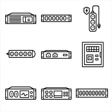 Transparent device ups icons letters breaker no vector captions surge power icon