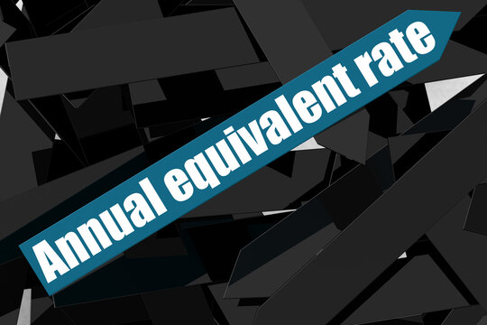 Annual equivalent rate word on the blue arrow