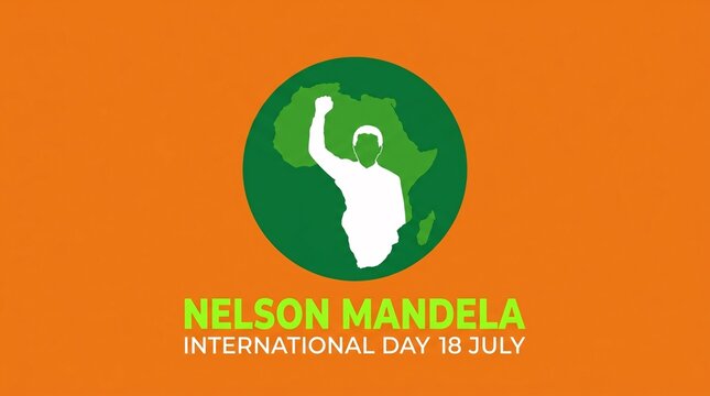 A graphic design commemorating Nelson Mandela International Day featuring an iconic silhouette of the