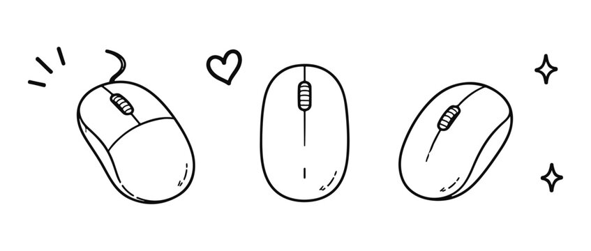 Mouse doodle set. Hand drawn doodle set on white background